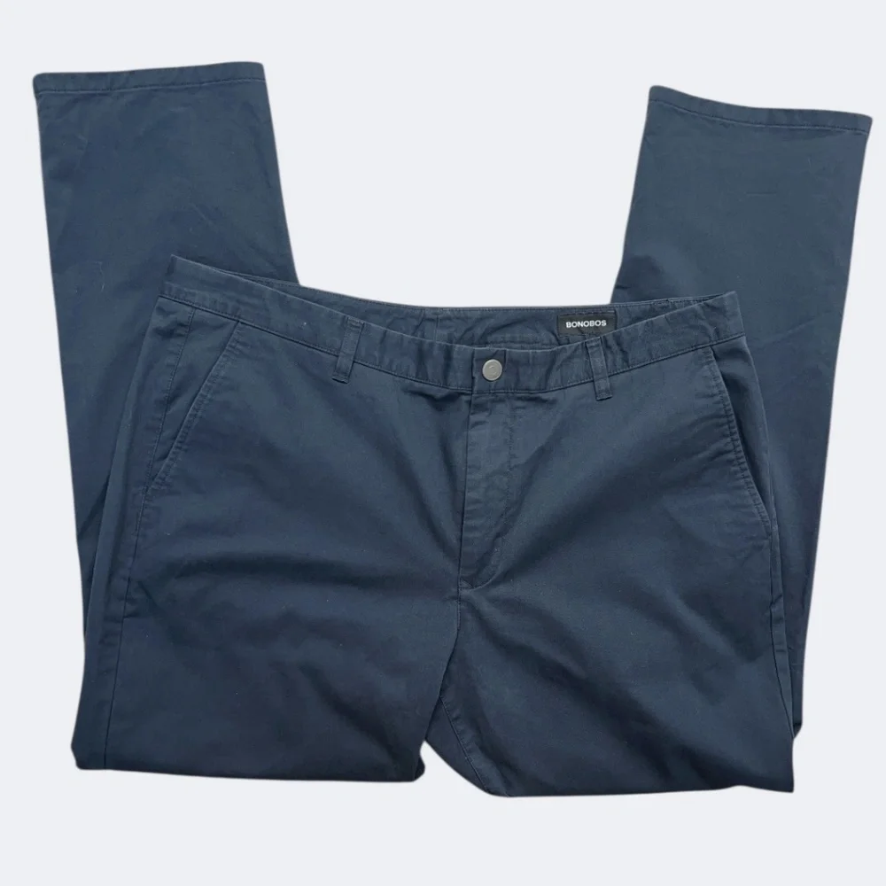 Bonobos Chino Pants‎ Mens 40x32 Navy Slim Fit Stretch Cotton Flat Front Straight